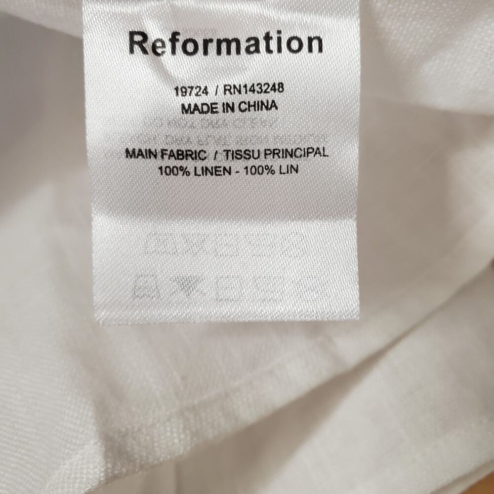 Reformation Clyde Two Piece Set 100% Linen Midi Skirt Crop Top Bustier White 10 - Picture 11 of 12